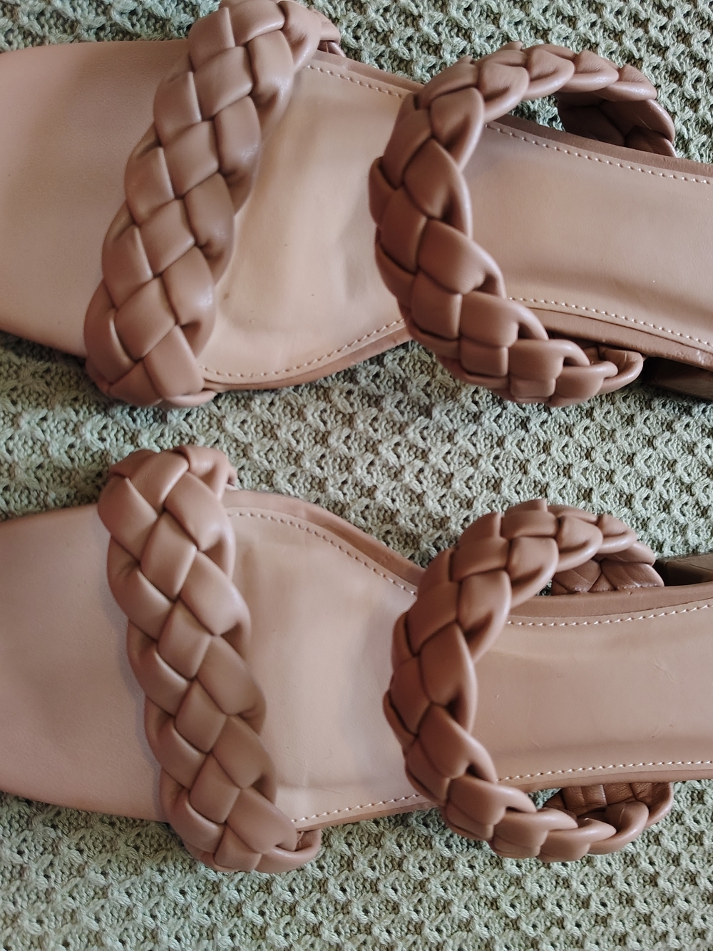 Braided Double-Strap Sandals in Mauve Taupe